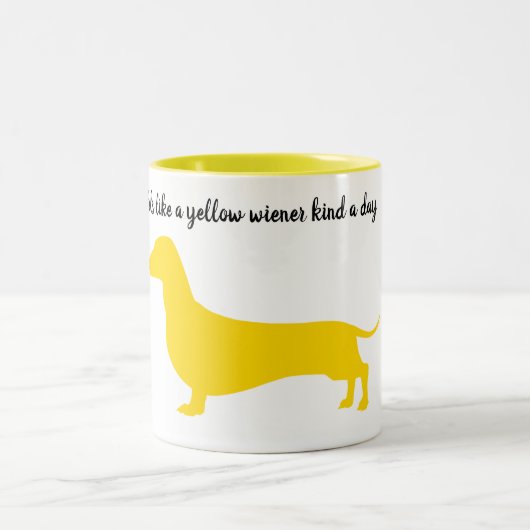 Yellow Silhouette Dachshund-Mok Tweekleurige Koffiemok (Center)