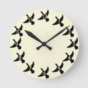 Yellow Silhouette Flying Duck Ronde Klok