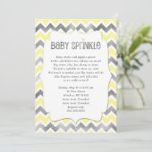 Yellow Silver Baby Sprinkle baby shower uitnodigin Kaart (Staand voorkant)