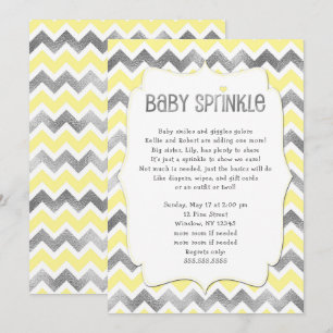 Yellow Silver Baby Sprinkle baby shower-uitnodigin Kaart