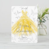 Yellow Silver Butterfly Dance Quinceañera Kaart (Staand voorkant)
