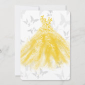 Yellow Silver Butterfly Dance Quinceañera Kaart (Achterkant)