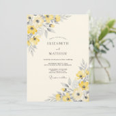 Yellow Silver Dainty Spring Wedding Kaart (Staand voorkant)
