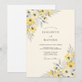 Yellow Silver Dainty Spring Wedding Kaart (Voorkant / Achterkant)
