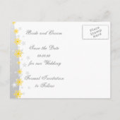 Yellow Silver Grey snewflake bruiloft Bespaar de d Aankondigingskaart (Achterkant)