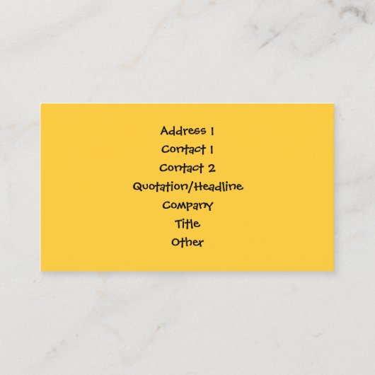 Yellow Silver Paw Heart Pet Visitekaartje (Achterkant)