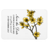 Yellow Simple Cherry Blossom Save the Date Magneet (Horizontaal)