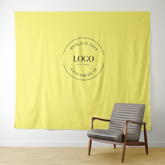 Yellow Simple Custom Logo achtergrond bedrijf Wandkleed (In Situ (horizontaal))