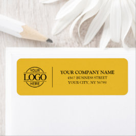 Yellow Simple Elegant Business Logo Return Address Etiket