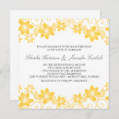Yellow Simple Floral Wedding Invite Kaart (Voorkant / Achterkant)