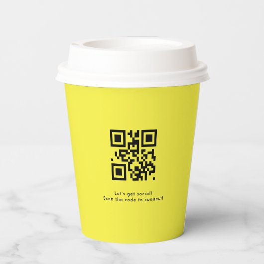 Yellow Simple Logo QR Code Company Swag Papieren Bekers (Achterkant)