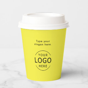 Yellow Simple Logo QR Code Company Swag Papieren Bekers