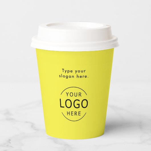 Yellow Simple Logo QR Code Company Swag Papieren Bekers (Voorkant)