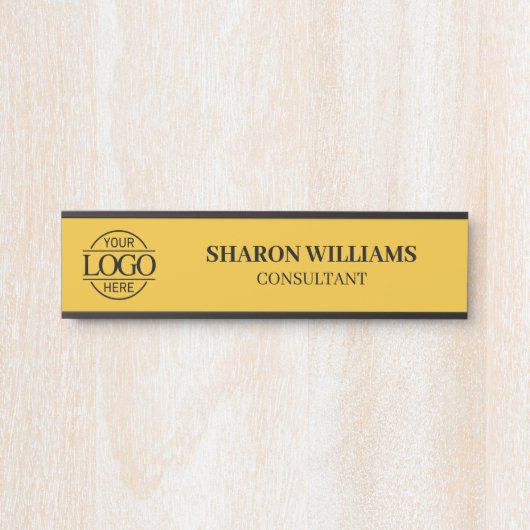 Yellow Simple Professional Custom Business Logo Deurbordje (Voorkant)