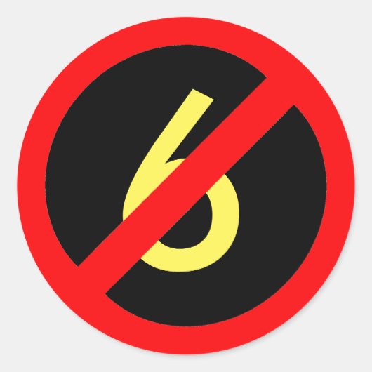 Yellow Six Red Circle Slash Sticker voor iedereen (Voorkant)