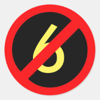 Yellow Six Red Circle Slash Sticker voor iedereen