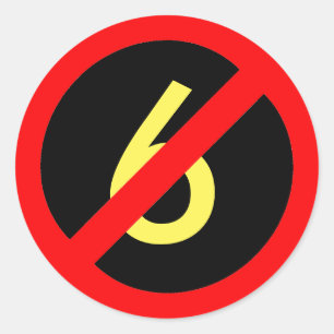 Yellow Six Red Circle Slash Sticker voor iedereen