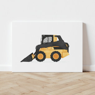 Yellow Skid Steer Construction Vehicle Canvas Afdruk