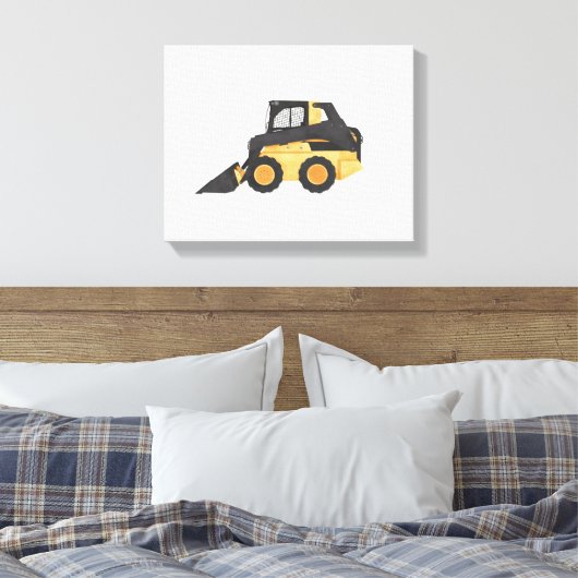 Yellow Skid Steer Construction Vehicle Canvas Afdruk (Insitu (Slaapkamer))