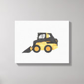 Yellow Skid Steer Construction Vehicle Canvas Afdruk (Voorkant)