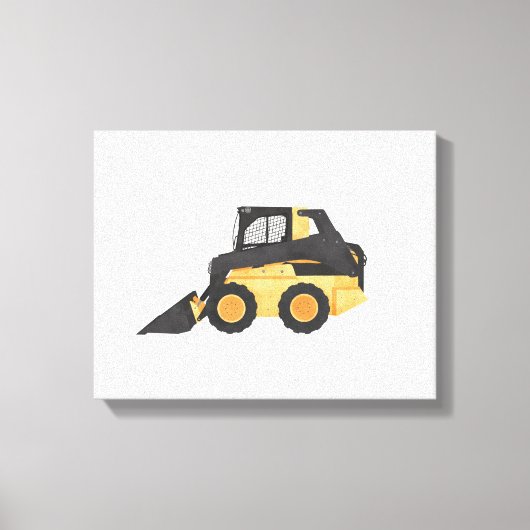 Yellow Skid Steer Construction Vehicle Canvas Afdruk (Voorkant)