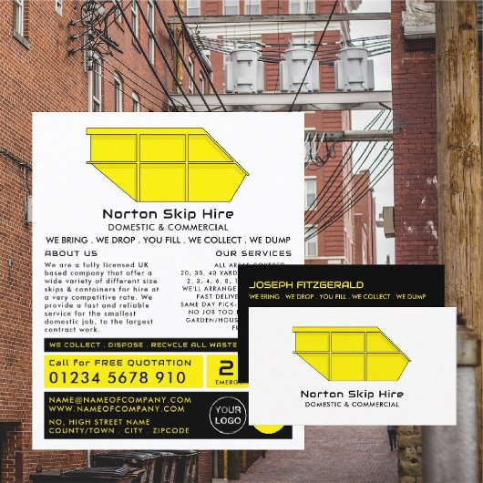 Yellow Skip, Skip/Dumpster Company Adverteren Flyer