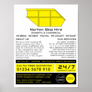 Yellow Skip, Skip/Dumpster Company Adverteren Poster
