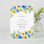 Yellow Sky Blue Gleaming Spring Wedding Kaart (Staand voorkant)