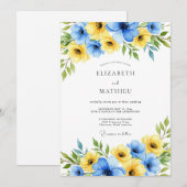 Yellow Sky Blue Gleaming Spring Wedding Kaart (Voorkant / Achterkant)