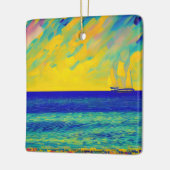 "Yellow Sky Race" Zeegezicht Keramisch Ornament (Links)