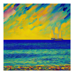 "Yellow Sky Race" Zeelandschap Perfect Poster