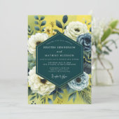 Yellow Slate Artistic Bloom Wedding Kaart (Staand voorkant)