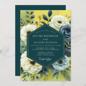 Yellow Slate Artistic Bloom Wedding Kaart (Voorkant / Achterkant)