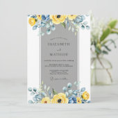 Yellow Slate Gray Elegant Spring Wedding Kaart (Staand voorkant)