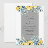 Yellow Slate Gray Elegant Spring Wedding Kaart (Voorkant / Achterkant)