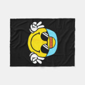 Yellow Smile Face Cute Checkered Peace Smiling Hap Fleece Deken (Voorkant (Horizontaal))