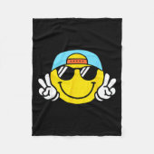 Yellow Smile Face Cute Checkered Peace Smiling Hap Fleece Deken (Voorkant)