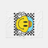 Yellow Smile Face Cute Checkered Peace Smiling Hap Fleece Deken (Voorkant (Horizontaal))