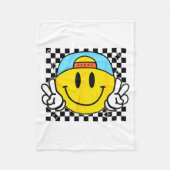 Yellow Smile Face Cute Checkered Peace Smiling Hap Fleece Deken (Voorkant)