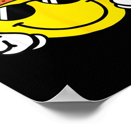 Yellow Smile Face Cute Checkered Peace Smiling Hap Poster (Hoek)