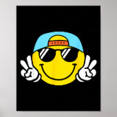 Yellow Smile Face Cute Checkered Peace Smiling Hap Poster (Voorkant)