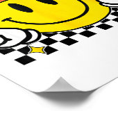 Yellow Smile Face Cute Checkered Peace Smiling Hap Poster (Hoek)