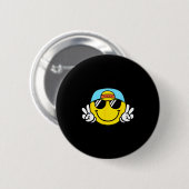 Yellow Smile Face Cute Checkered Peace Smiling Hap Ronde Button 5,7 Cm (Voorkant /achterkant)