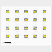 Yellow Smile Face Cute Checkered Peace Smiling Hap Ronde Sticker (Vel)