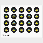 Yellow Smile Face Cute Checkered Peace Smiling Hap Ronde Sticker (Vel)