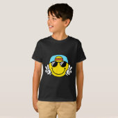 Yellow Smile Face Cute Checkered Peace Smiling Hap T-shirt (Voorkant volledig)