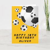 Yellow Soccer Football Ball Boy Happy Birthday Kaart (Voorkant)