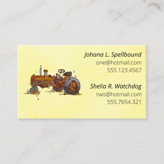 Yellow Social introduction calling card-tractor Visitekaartje (Voorkant)