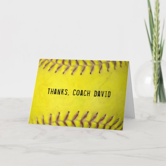 Yellow Softball Coach dank u Kaart (Voorkant)