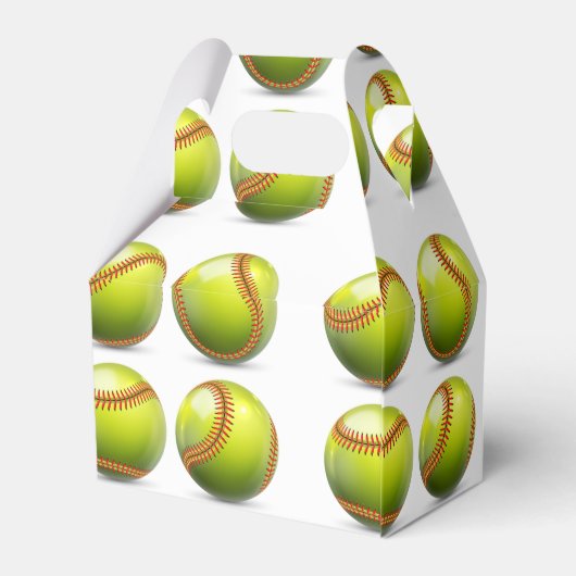 Yellow Softball Theme Birthday Party Bedankdoosjes (Achterkant)